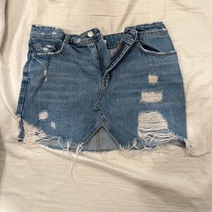 Zara Blue Distressed Mini Skirt